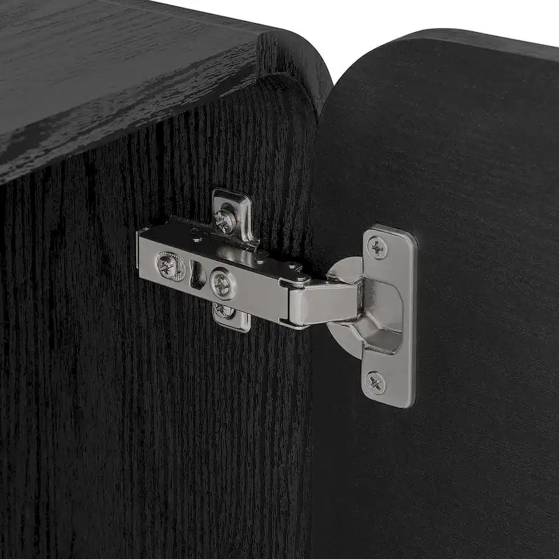 57" Retro Curved Sideboard Storage Cabinet - 3 Drawers - Soft-Close Doors - Adjustable Shelves - TV Stand for 64" TVs