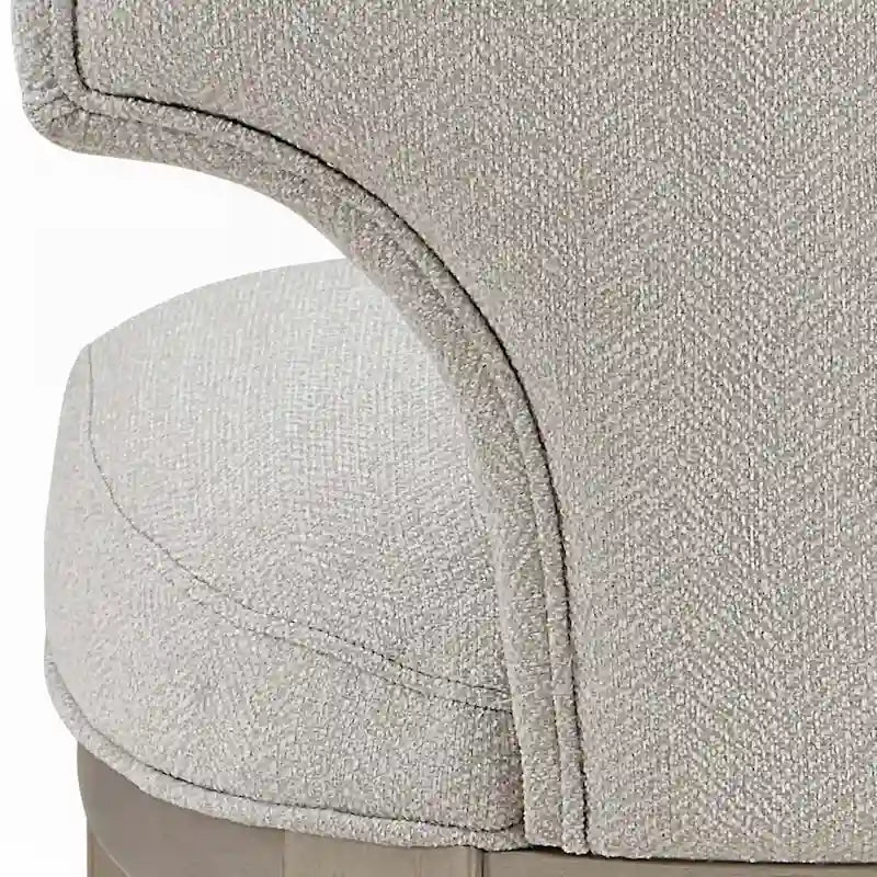 Upholstered Dining Chairs Set of 2 - Curved Back Side Chairs - Ivory Linen with Champagne Wood Legs - 32.75H x 19.75W