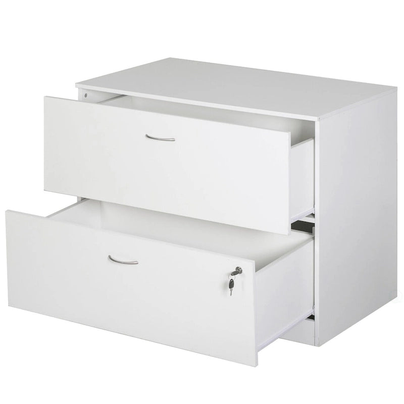 2-Drawer Lateral File Cabinet with Lock, Full-Extension Slides, Printer Stand Top, 35.75"W x 30"H, Home Office Storage